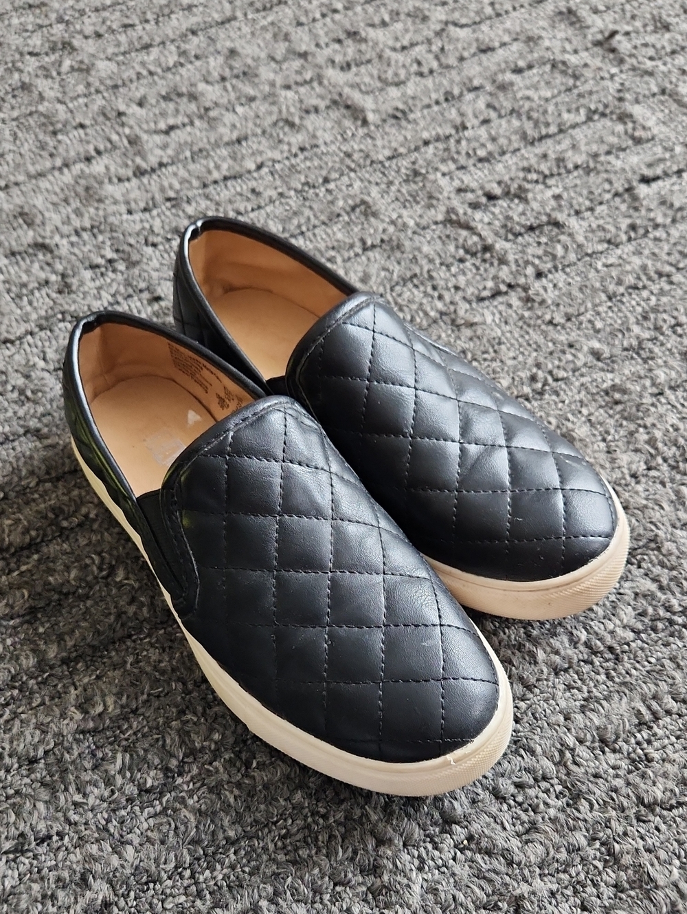Brash Quilted Black Slip-On Flats with Cream Sole